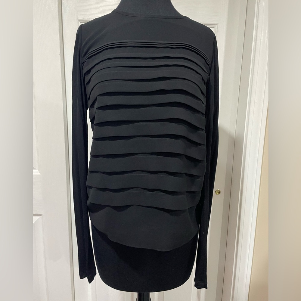Dana Buchman Black Ruffled Blouse